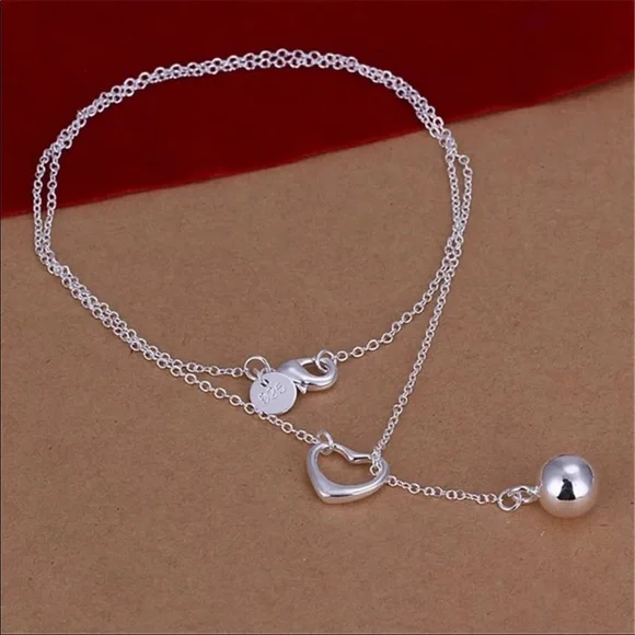Heart Sterling Silver Lariat Necklace - Picture 2 of 2